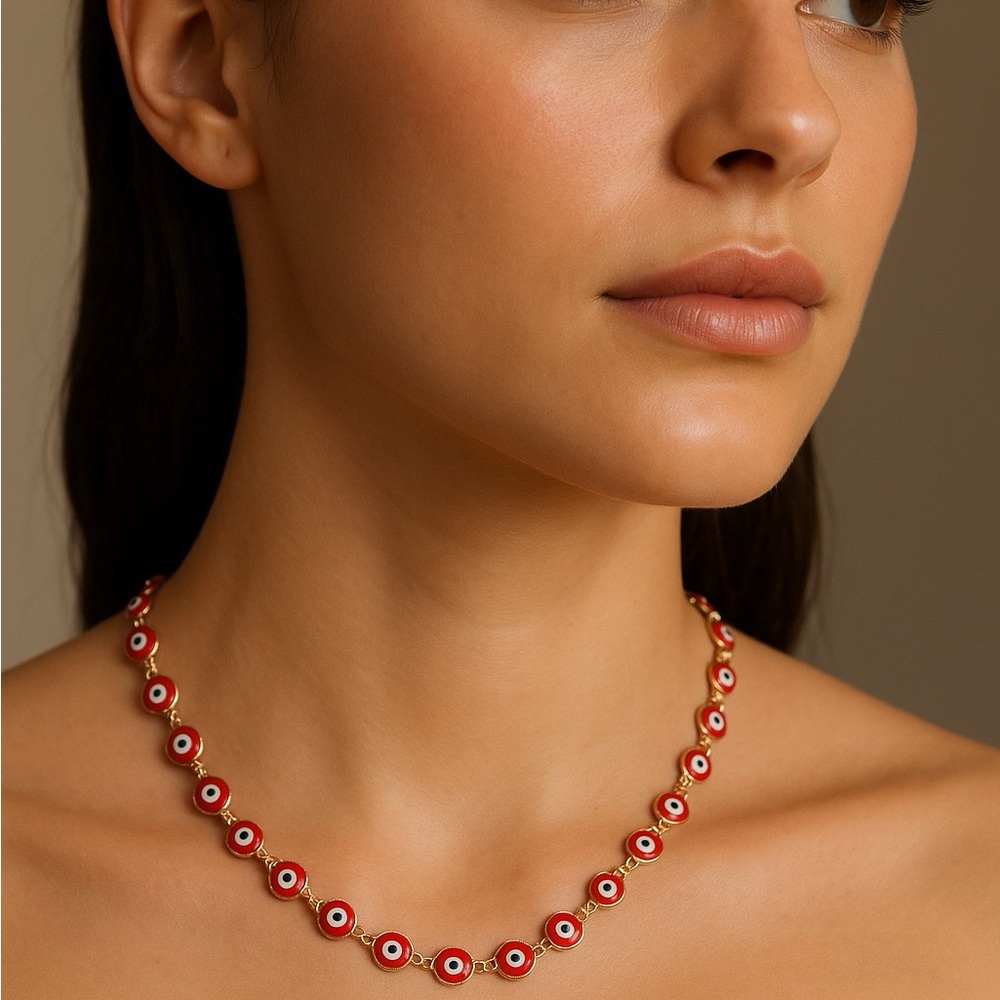 Red and White Evil Eye Necklace